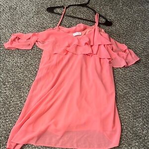 Pink Lily Coral Ruffle Dress